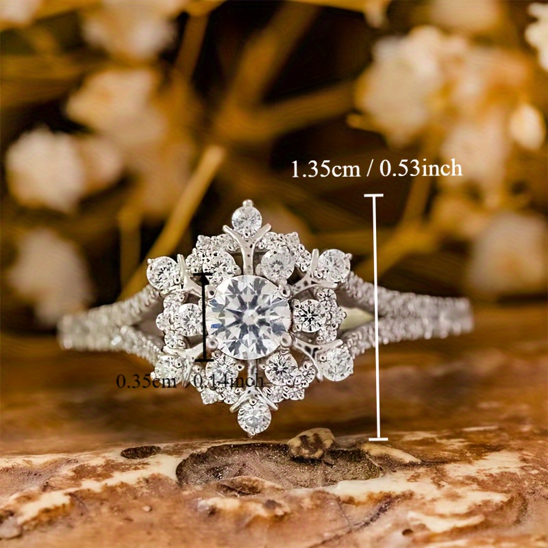 Snowflake CZ Diamond Engagement Ring for Weddings